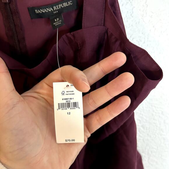 Banana Republic Factory Pleated Camisole Womens Size 12 Dark Cherry NWT - Picture 5 of 6
